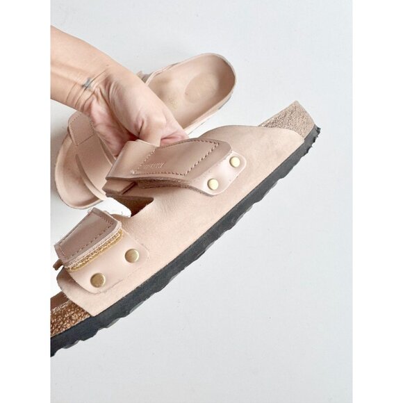BIRKENSTOCK Uji New Beige beige Nubuck Double Strap Slides Sandals, Size 40 - Picture 5 of 16
